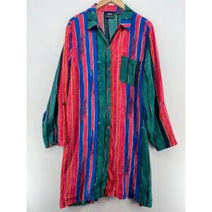 MAEVE ANTHROPOLOGIE Dress 16 MARTINA Shirtdress Roll Tab Sleeve Midi Red